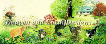 All The Cats In The Garden 625w x 264h Heaven And Earth Designs 12-2878