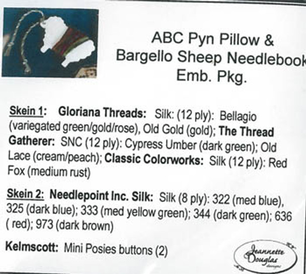 ABC Pyn Roll & Bargello SheepNeedlekeep Emb. by Jeannette Douglas Designs 16-1291 