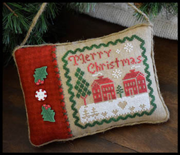 Merry Christmas Pillow 61 x 61 Little House Needleworks  16-2137