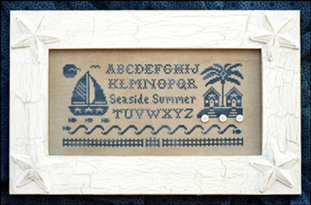 Seaside Summer Alphabet (w/ silk & buttons 130 x 61 Little House Needleworks  14-1809