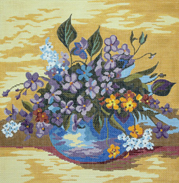 BR060 Bowl Of Violets 10" x 10" 18 Mesh Barbara Russell SKU 38