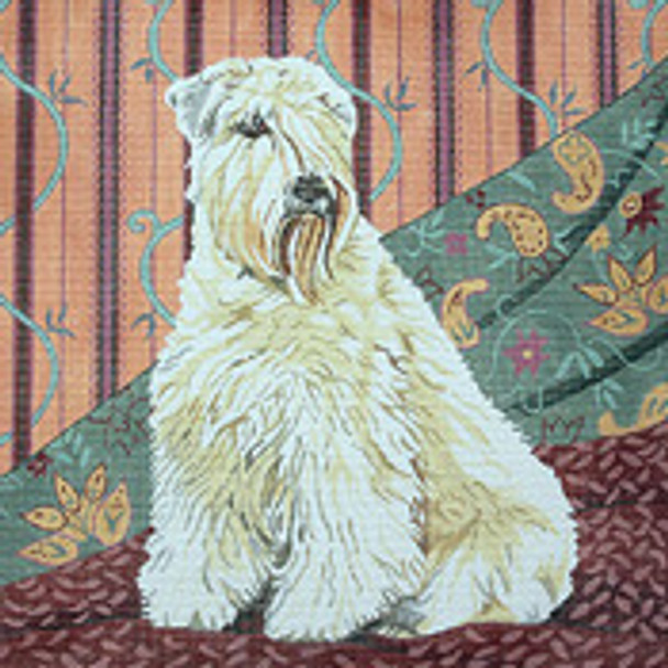 BR176 Soft Coated Wheaten Terrier 14” x 14” 18 Mesh Barbara Russell  SKU 8326