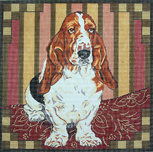BR226 Basset Hound 12" x 12"  18 Mesh Barbara Russell SKU 8355