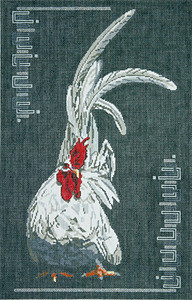 BR217A Japanese White Chickens: Front View  10" x 16" 18 Mesh Barbara Russell SKU 8347