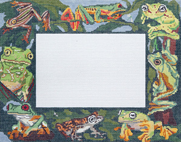 BR334 Frogs Frame 9" x 11" 18 Mesh Barbara Russell SKU 2334