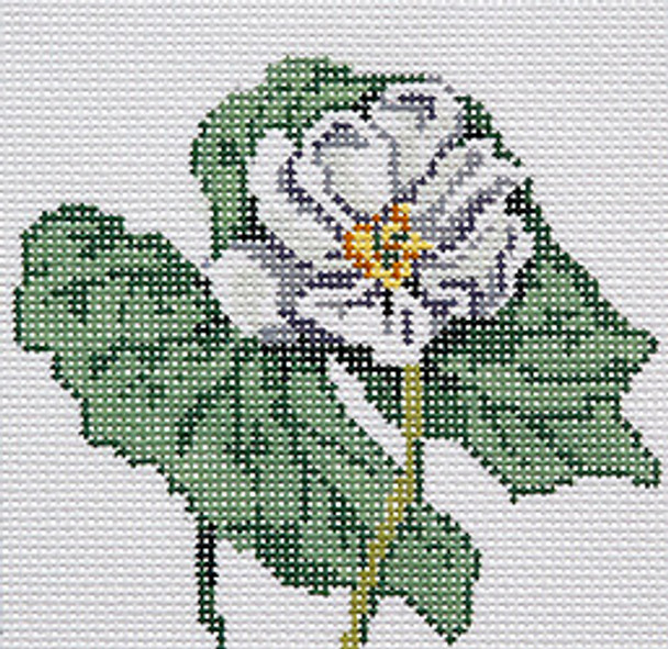 BR345c Wildflower Coaster Twin Leaf 4” x 4” 18 Mesh Barbara Russell SKU 8497