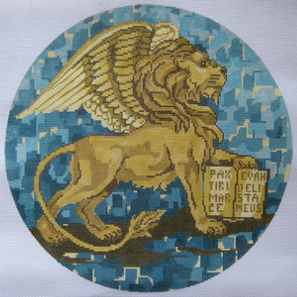 BR434  Winged Lion Of St. Mark 15” Diameter 12 Mesh Barbara Russell SKU 53881