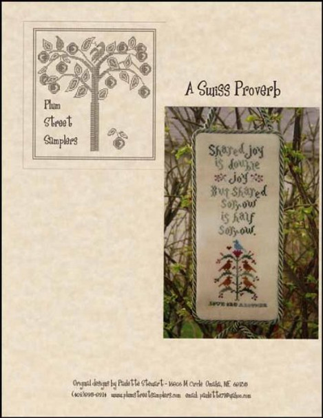 YT A Swiss Proverb Stitch count 42w x 123h Plum Street Samplers