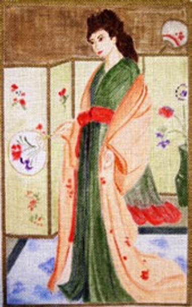 12738 CWD-M100  Whistler Pink Kimono 7.5x12, 11.5 x 16.50  18 Mesh Stitch Painted Changing Women Designs