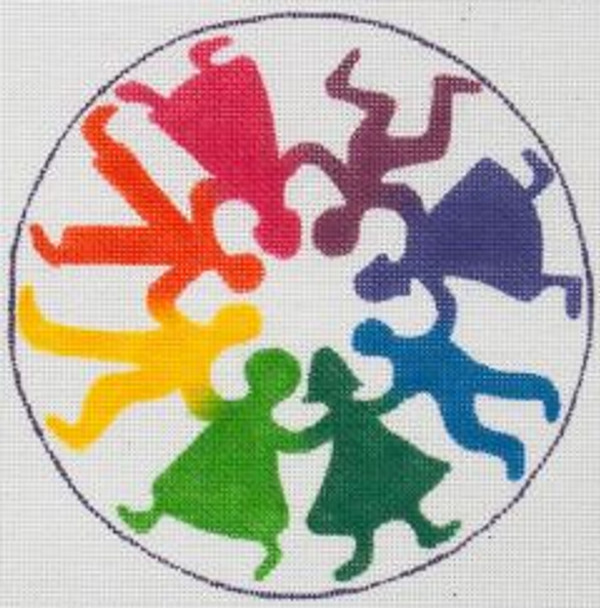 84929 CWD-B19 Children Holding Hands  6"d, 10 x 10 18 Mesh Stitch Painted Changing Women Designs