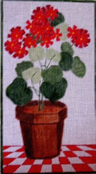 12666 CWD-FL104 Pot of Geraniums 11 x 6.5 18 Mesh Changing Women Designs