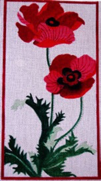 12008 CWD-FL3 Two Poppies 11 x 6.25 18 Mesh Stitch Painted Changing Women Designs