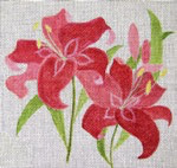 2548 CWD-FL30 Red Lillies 9 x 9 13 Mesh Stitch Painted Changing Women Designs