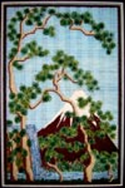 11084 CWD-M126 Hokusai Mt. Fugi & Pines 7 x 11 18 Mesh Stitch Painted Changing Women Designs