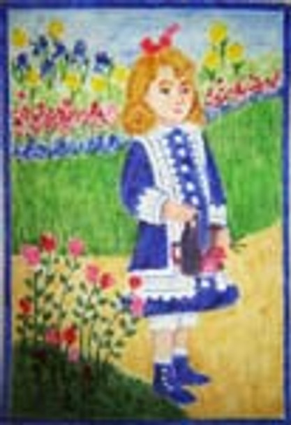 12766  CWD-M135 Renoir Girl in Garden  6 x 8 18 Mesh Changing Women Designs