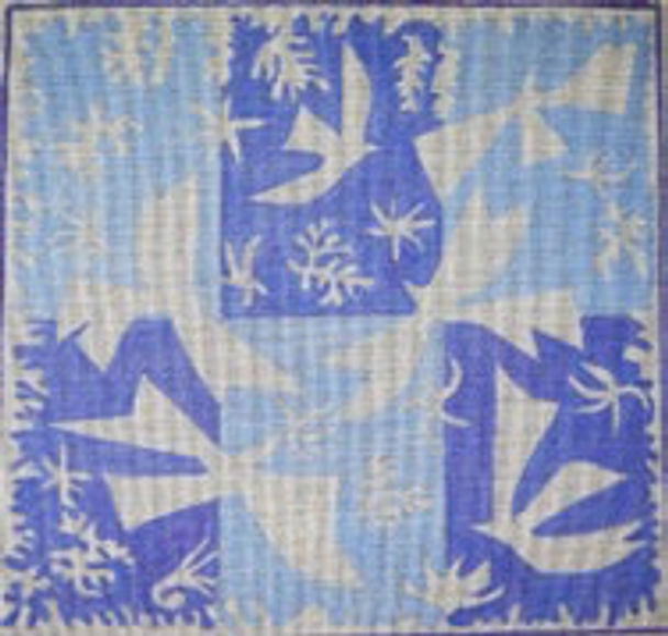 12736 CWD-M96 Matisse Polynesian Birds 16 x 16 18 Mesh Stitch Painted Changing Women Designs