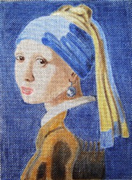 12725 CWD-M74 Vermeer Girl w/ Pearl Earring 7 x 9.5 18 Mesh Stitch Painted Changing Women Designs