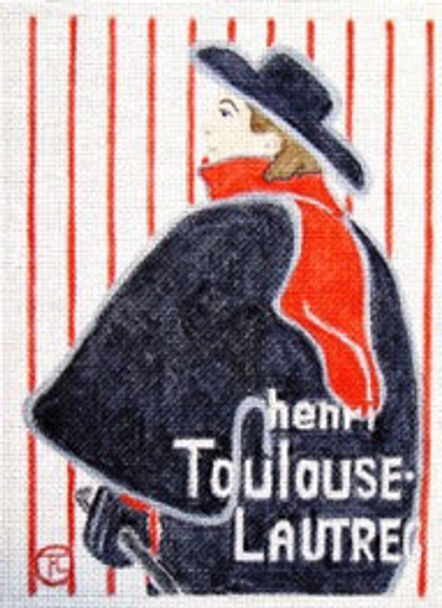 12720 CWD-M63 Toulouse-Lautrec Poster Man 8  x 11 18 Mesh Stitch Painted Changing Women Designs