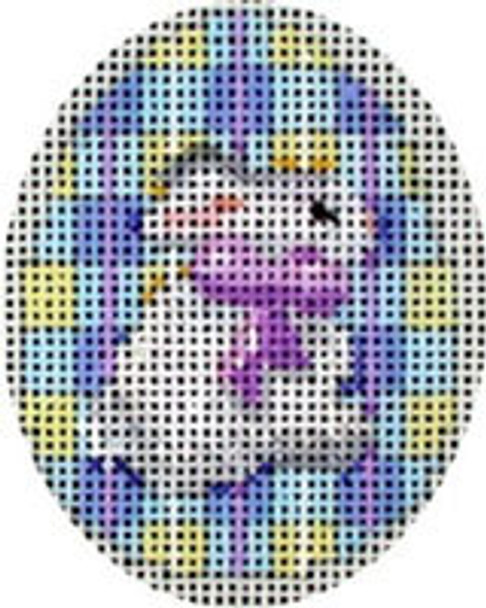 EG-448  Associated Talents White Bunny/Blue Plaid Mini Egg