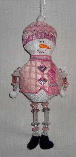 Christmas Mrs. Snowman 5” x 2.5” 18 Mesh Sew Much Fun