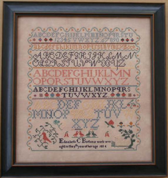 ELIZABETH BORTON 1834 (CS) 182w x 195h Queenstown Sampler Designs 18-1732 YT