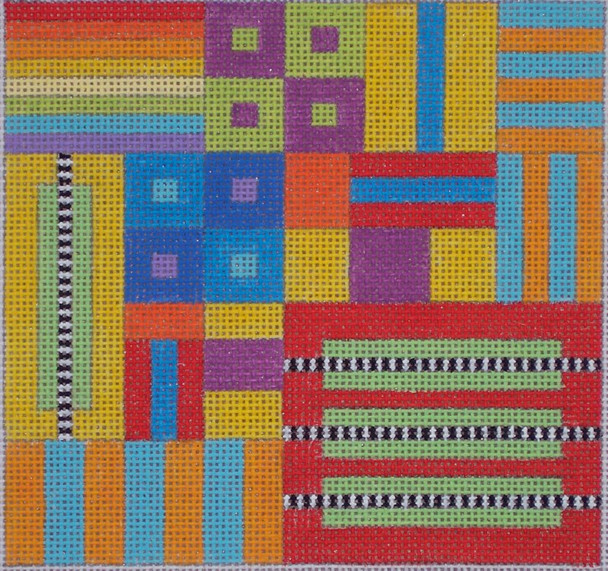 G106 Abstract Rainbow 5 x 5 18 Mesh EyeCandy Needleart