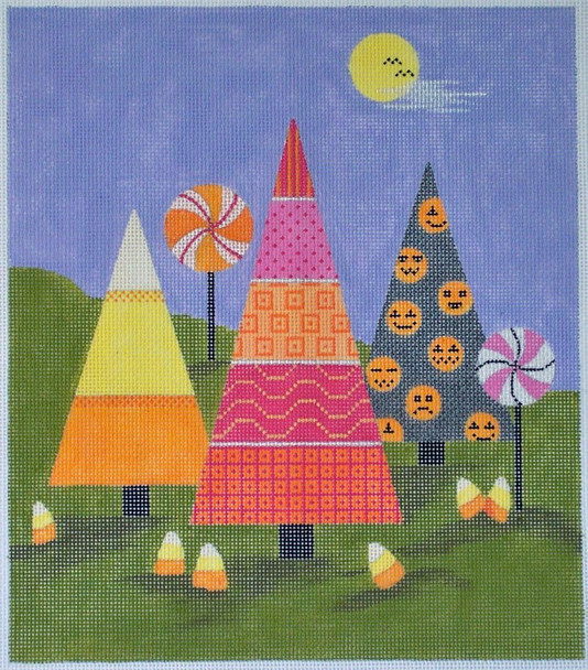 HW123 HaloweenVille Forest8.5 x 9.5  EyeCandy Needleart