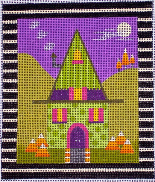 HW132 Witch Hat House 5x6 EyeCandy Needleart