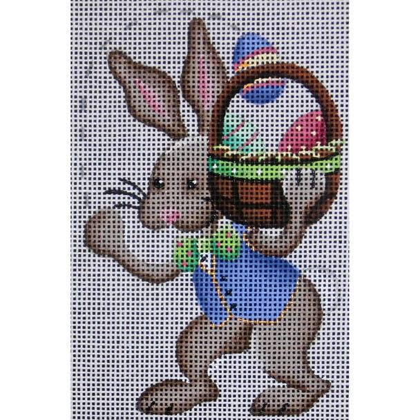 257f Into the basket Bunny 4" x 5" 18 Mesh Rebecca Wood Designs!