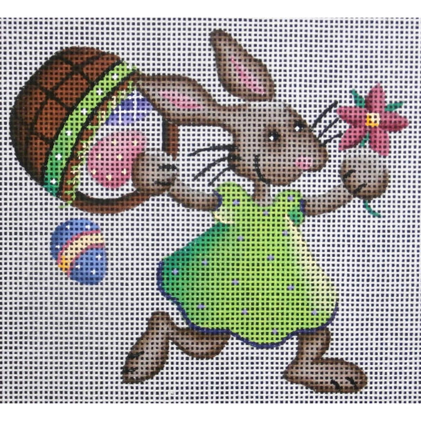 257g Green bunny 4" x 5" 18 Mesh Rebecca Wood Designs!