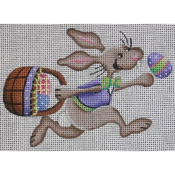 257h Chase the egg Bunny 4" x 5" 18 Mesh Rebecca Wood Designs!