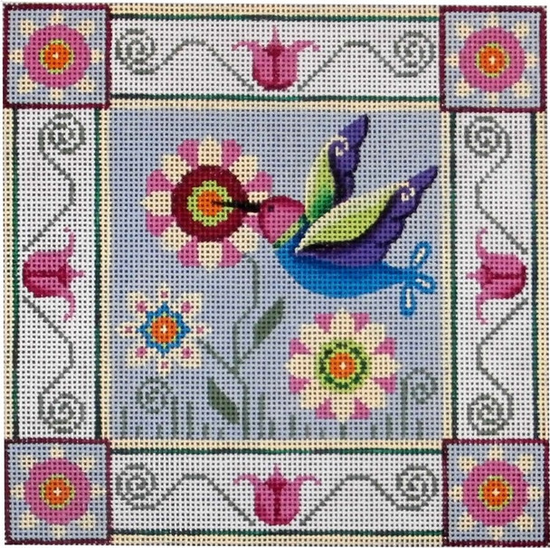 466a Hummingbird  8" x 8" 13 Mesh Rebecca Wood Designs!