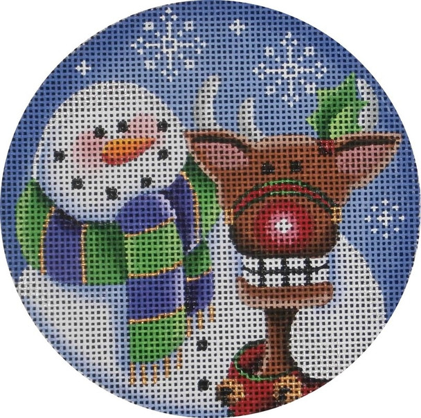 1015e Cheesy Reindeer Rudolph 4" Round 18 Mesh Rebecca Wood Designs!