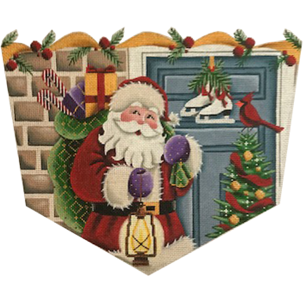 1465 Santa at the door Cuff8" x 11" 13 Mesh Rebecca Wood Designs !