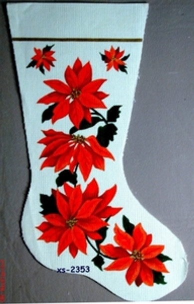 XS-2353 Poinsettia 18 Mesh 20" Stocking CBK Bettieray Designs