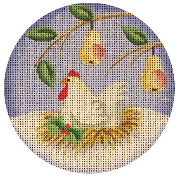 20c French Hen 4" Round 18 Mesh Rebecca Wood Designs!