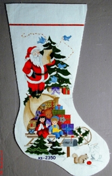 XS-2350 Santa's Umbrella 18 Mesh 20" Stocking CBK Bettieray Designs