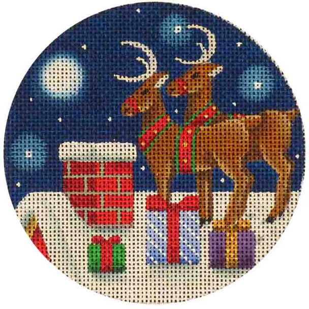 17h On The Roof Reindeer 4" Round 18 Mesh Rebecca Wood Designs!