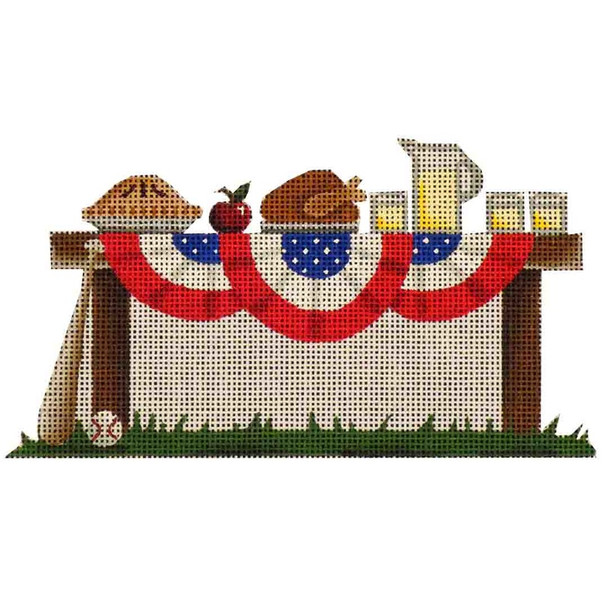 028f Independence Feast  6.5" x 3.5" 18 Mesh Rebecca Wood Designs!