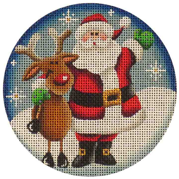 28a Rudy Reindeer And Santa 4" Round 18 Mesh Rebecca Wood Designs!