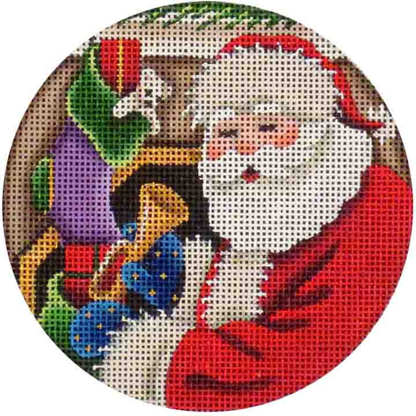 35a Filling stockings Santa 4" Round 8 Mesh Rebecca Wood Designs!