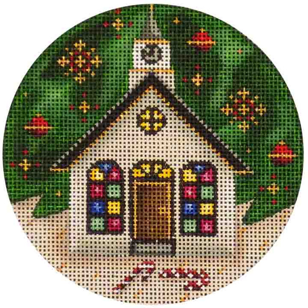 35h Church Ornament 4" Round 18 Mesh Rebecca Wood Designs !