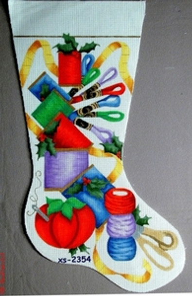 XS-2354 Sewing Christmas 18 Mesh 20" Stocking CBK Bettieray Designs