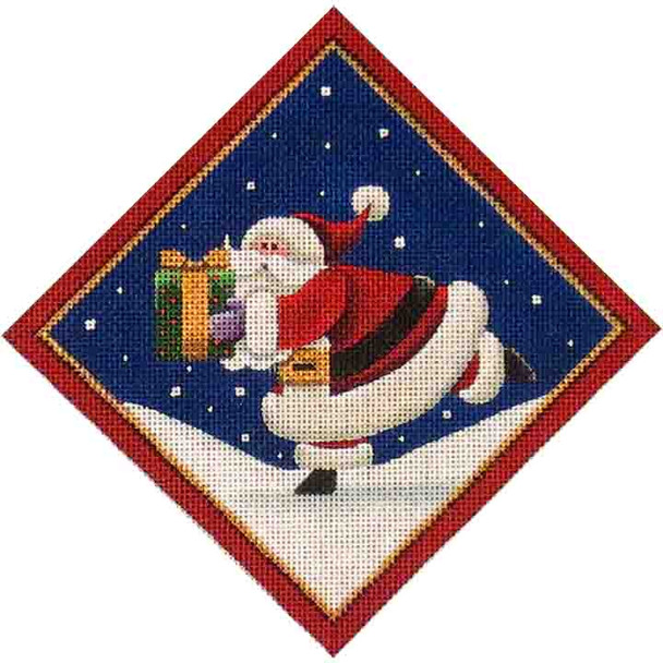 54b In a rush Santa 4" Round 18 Mesh Rebecca Wood Designs!