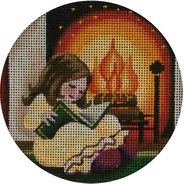 68g Reading by the fire 4" Round  18 Mesh Rebecca Wood Designs!