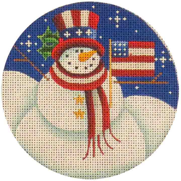 61a Patriotic Snowman 4" Round 18 Mesh Rebecca Wood Designs!