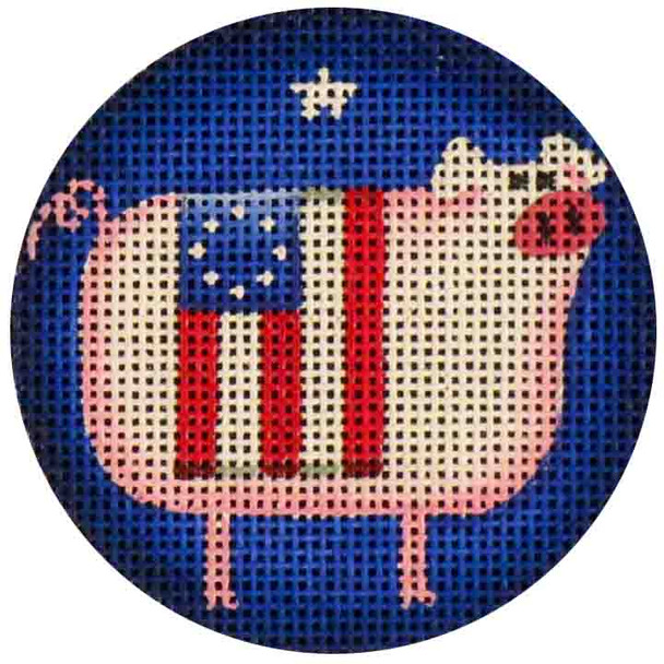 63g Patriotic Pig  3" Round 18 Mesh Rebecca Wood Designs!