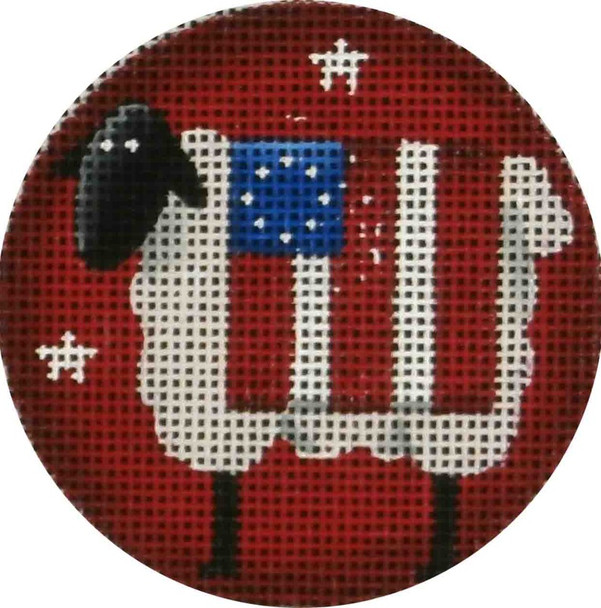 63f Patriotic Sheep  3" Round 18 Mesh Rebecca Wood Designs!
