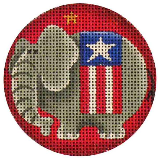 63d Patriotic Elephant  3" Round 18 Mesh Rebecca Wood Designs!