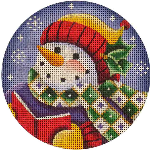 72f Caroler snowman  4" Round 18 Mesh Rebecca Wood Designs!